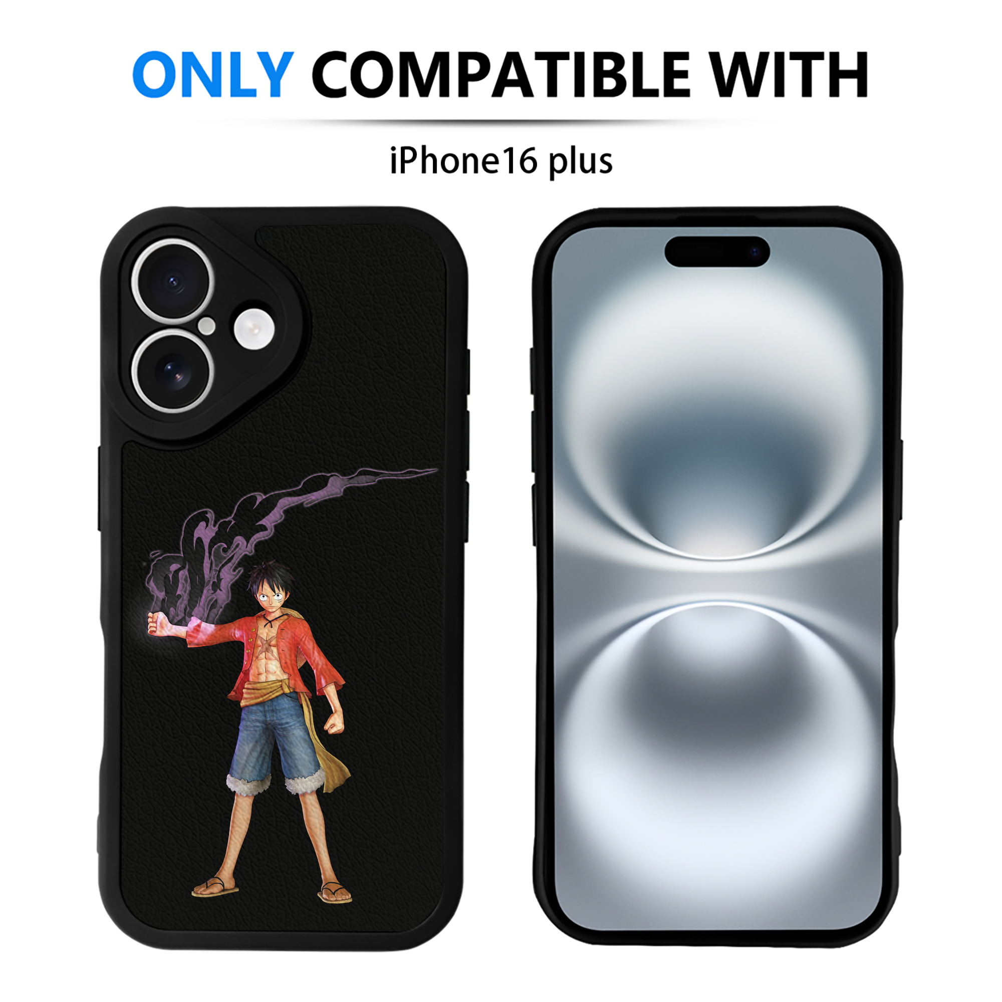 （画像用） ワンピース モンキー・D・ルフィ ONE PIECE Monkey D. Luffy 【iPhone 16シリーズ対応】シリコンスマホケース（レザー調） 材質：シリコン